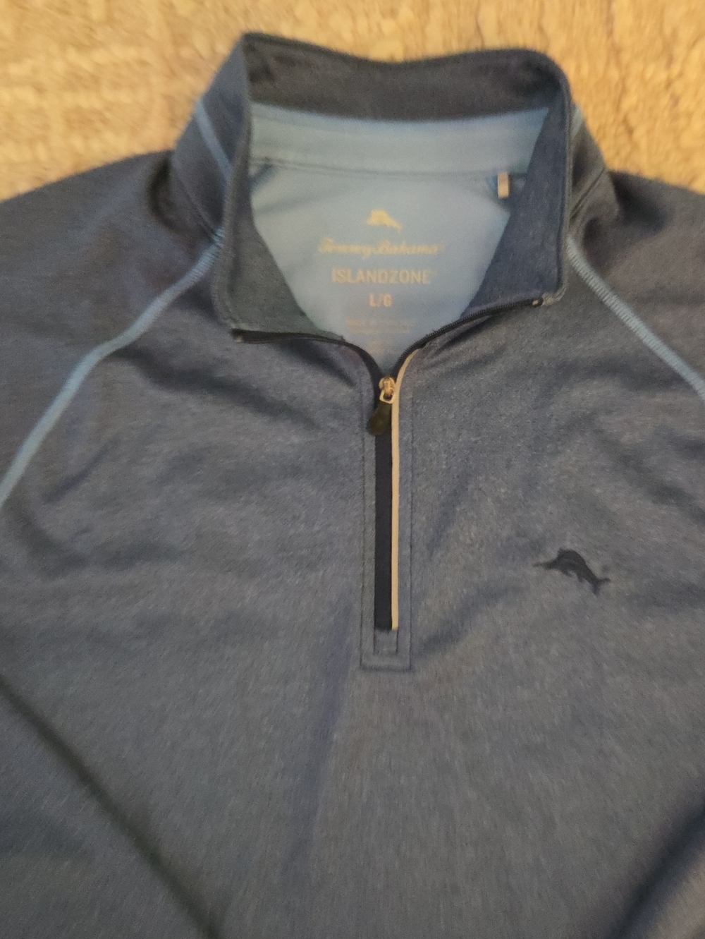 Tommy Bahama Island Zone Blue/Blue Quarter-Zip Performance Pullover, L